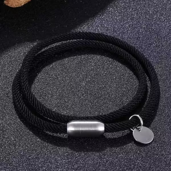 Simple Rope Magnet Clasp Silver Lock Bracelet (EGBT076)