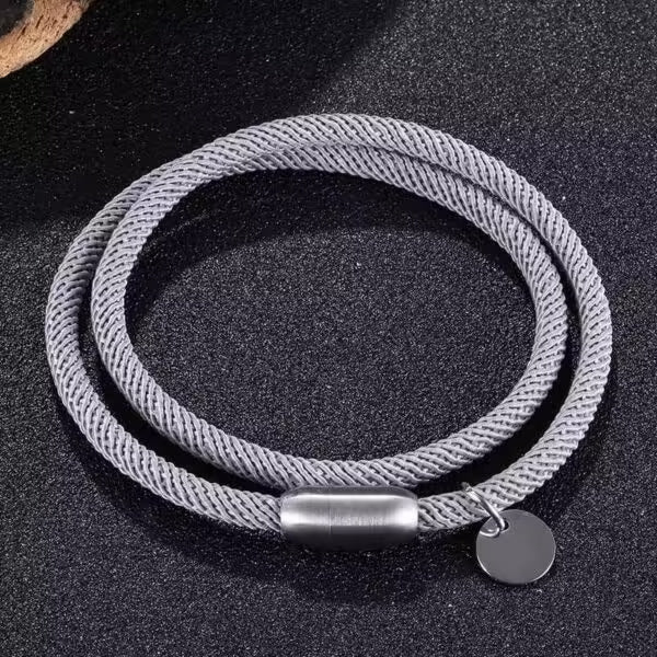 Simple Rope Magnet Clasp Silver Lock Bracelet (EGBT076)