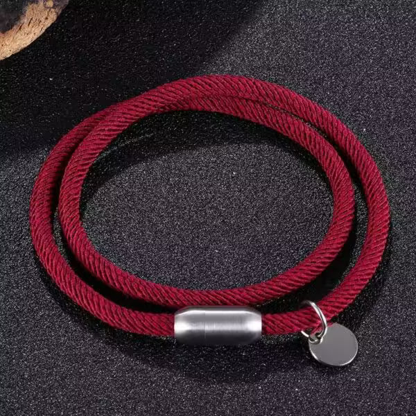 Simple Rope Magnet Clasp Silver Lock Bracelet (EGBT076)