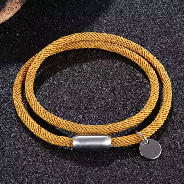 Simple Rope Magnet Clasp Silver Lock Bracelet (EGBT076)