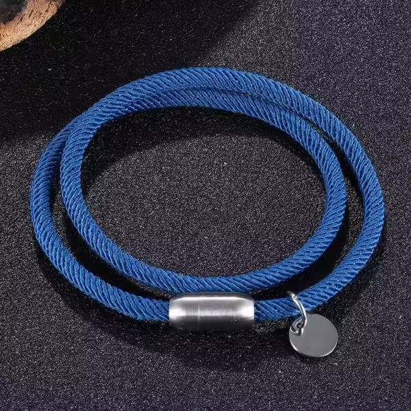 Simple Rope Magnet Clasp Silver Lock Bracelet (EGBT076)