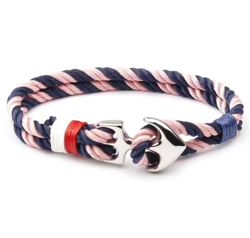 Simple Silver Stainless steel Rope Anchor Bracelet (EGBT269)