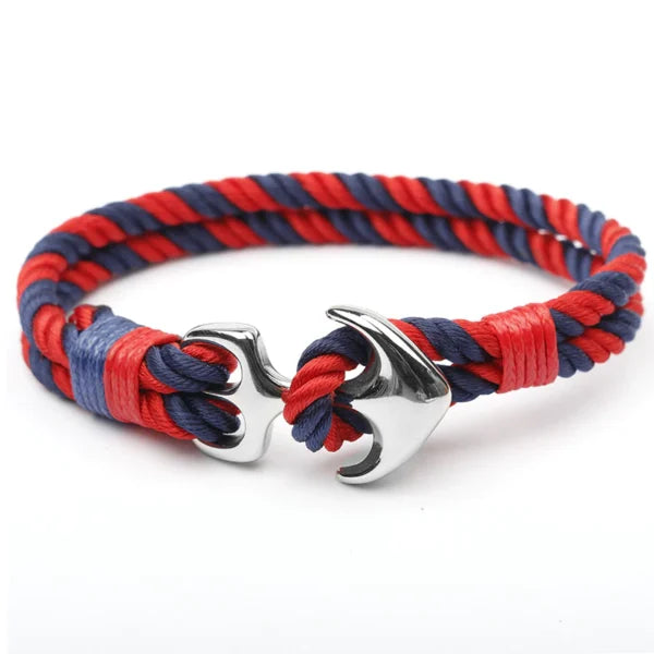 Simple Silver Stainless steel Rope Anchor Bracelet (EGBT269)