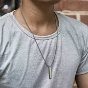 Simple Stainless Steel Rectangle Pendant Necklace For Men (EGN122)