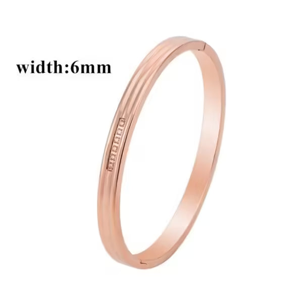 Simple Pave Zircon Stainless Steel Unisex Bangle (EGBT356)