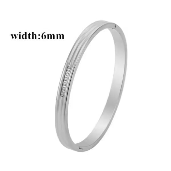 Simple Pave Zircon Stainless Steel Unisex Bangle (EGBT356)
