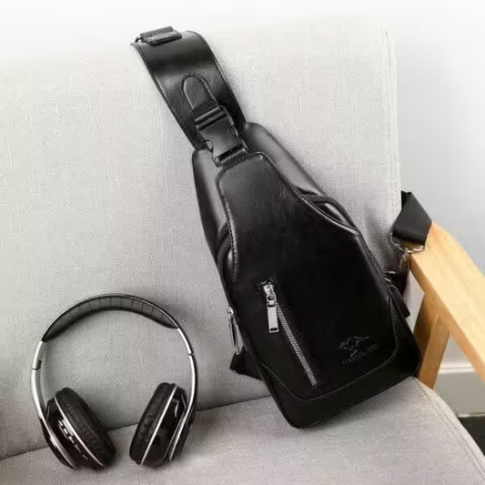 Single Strap Leather Male Chest Bag (EGB256)