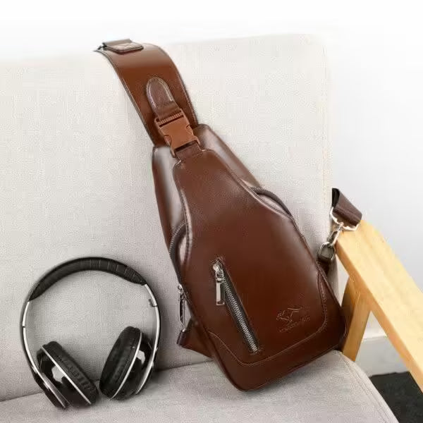 Single Strap Leather Male Chest Bag (EGB256)