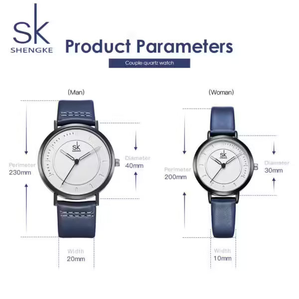 Montre en cuir pour couple SK (SK8041)