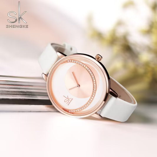 SK Leather & Stainless Steel Women Watch (K0088)