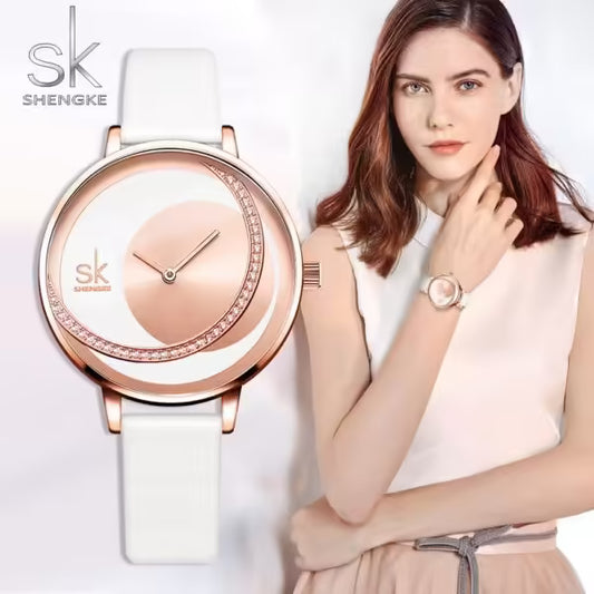 SK Leather & Stainless Steel Women Watch (K0088)