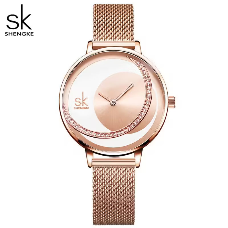 SK Leather & Stainless Steel Women Watch (K0088)
