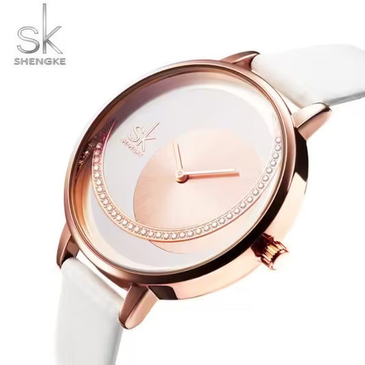 SK Leather & Stainless Steel Women Watch (K0088)