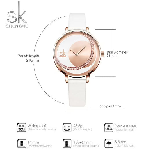 SK Leather & Stainless Steel Women Watch (K0088)