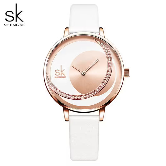 SK Leather & Stainless Steel Women Watch (K0088)
