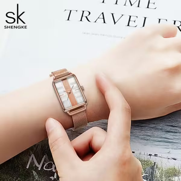SK Leather & Stainless Steel Women Watch (K0147)