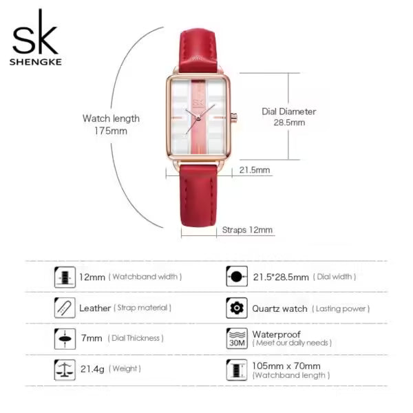 SK Leather & Stainless Steel Women Watch (K0147)