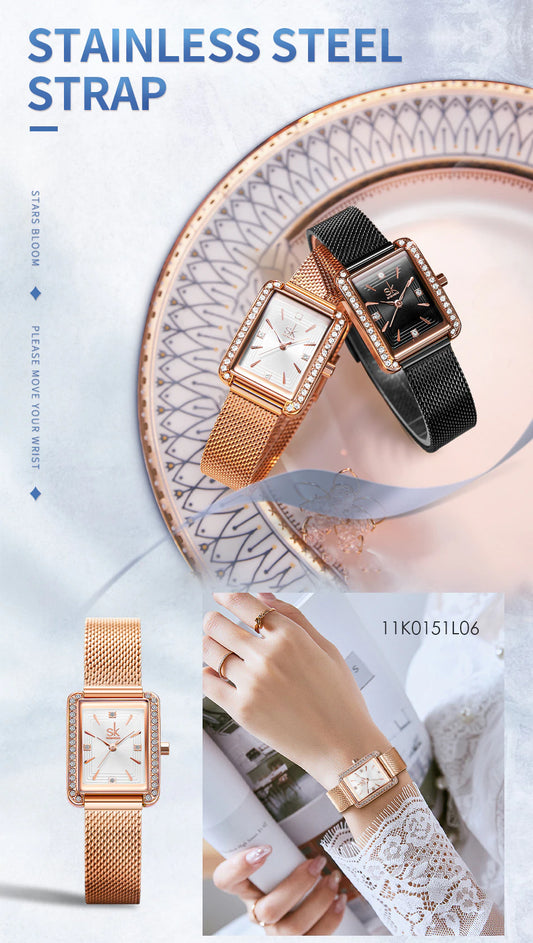 SK Leather & Stainless Steel Women Watch (K0151)