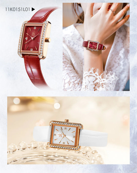 SK Leather & Stainless Steel Women Watch (K0151)