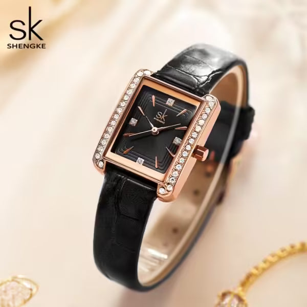 SK Leather & Stainless Steel Women Watch (K0151)