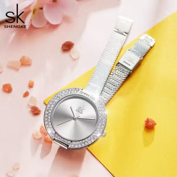 ساعة SK Mesh المصنوعة من الفولاذ المقاوم للصدأ للنساء (K0030)