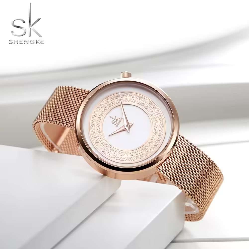 SK Mesh Stainless Steel Women Watch (K0094)