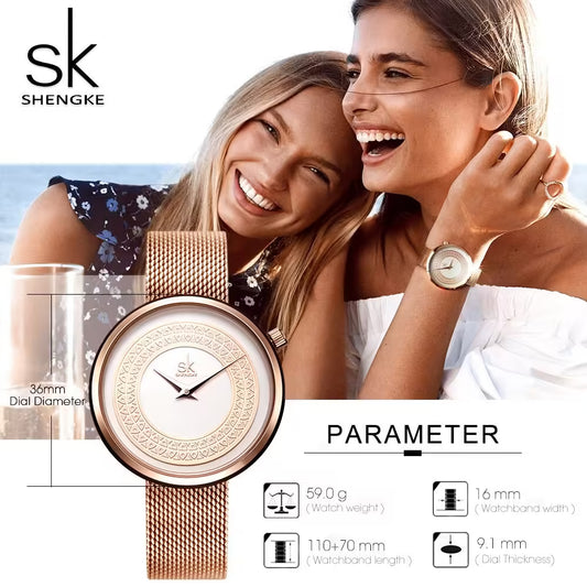 SK Mesh Stainless Steel Women Watch (K0094)