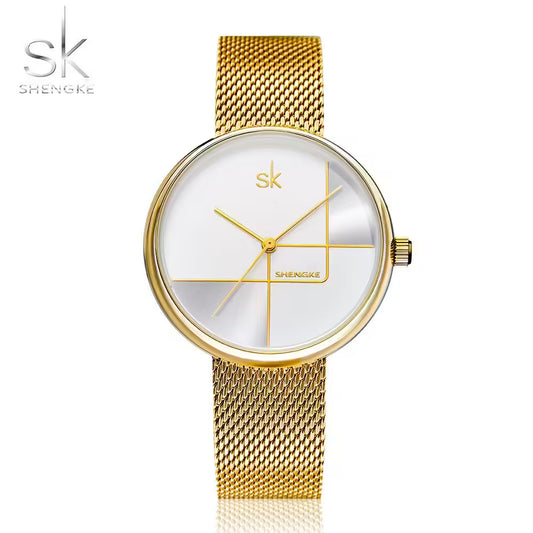 SK Mesh Stainless Steel Women Watch (K0105)