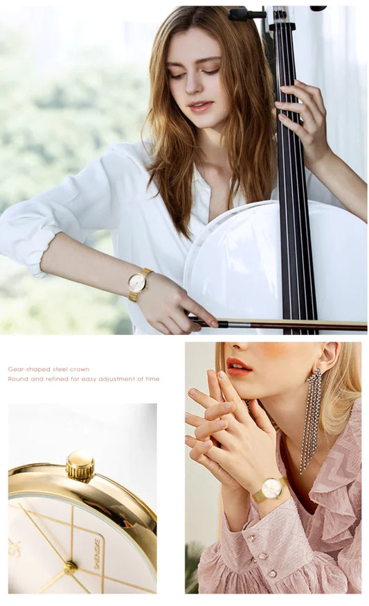 SK Mesh Stainless Steel Women Watch (K0105)