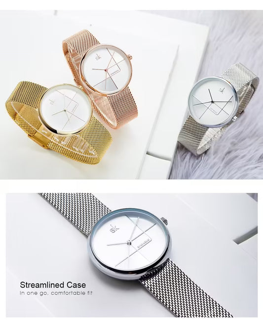SK Mesh Stainless Steel Women Watch (K0105)