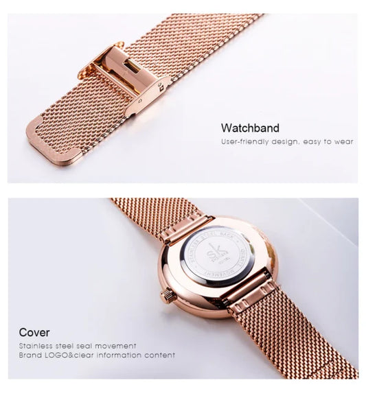 SK Mesh Stainless Steel Women Watch (K0105)