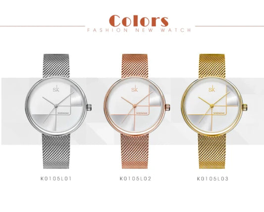 SK Mesh Stainless Steel Women Watch (K0105)