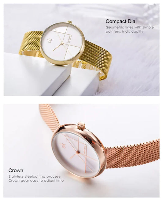 SK Mesh Stainless Steel Women Watch (K0105)