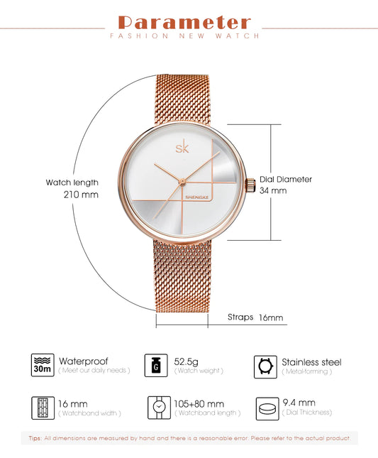 SK Mesh Stainless Steel Women Watch (K0105)