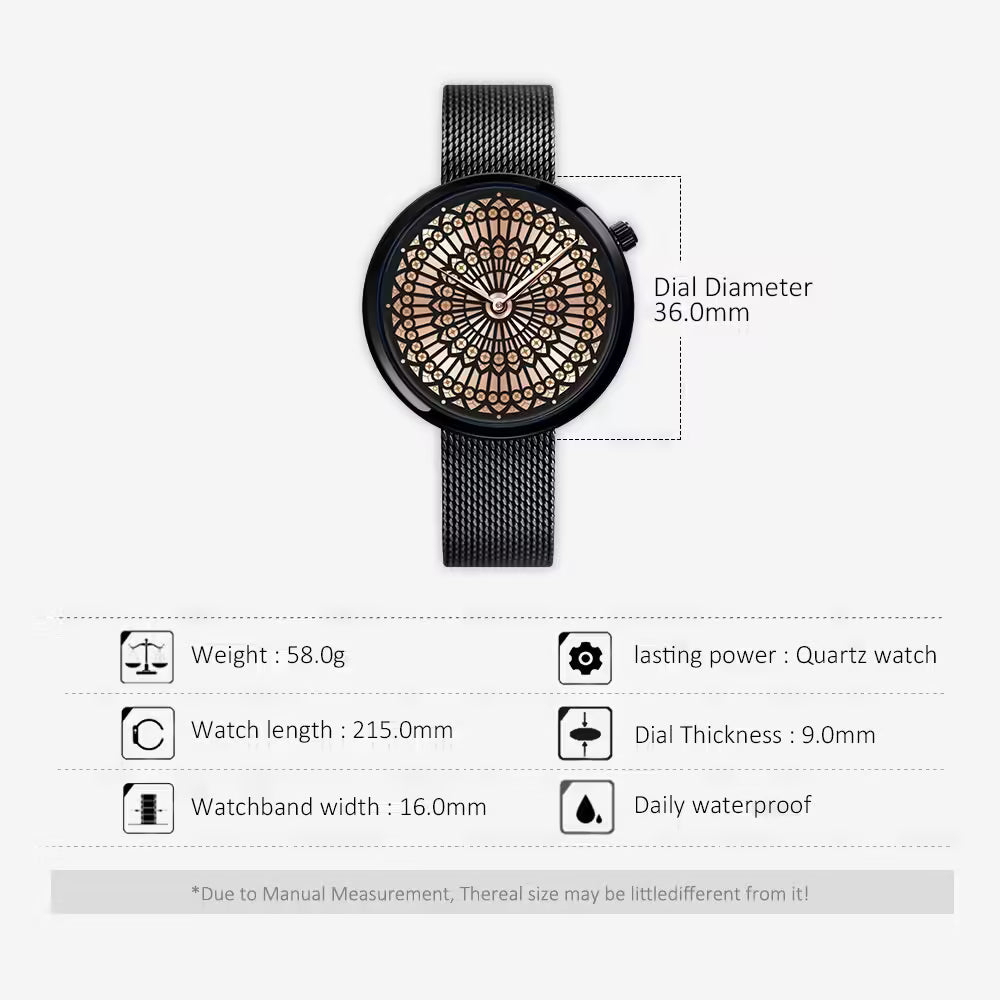 ساعة SK Mesh المصنوعة من الفولاذ المقاوم للصدأ للنساء (K0114)