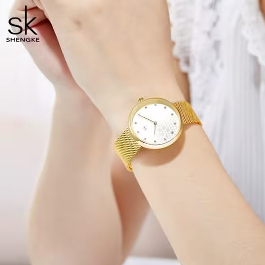 SK Mesh Stainless Steel Women Watch (K0125)