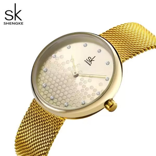 SK Mesh Stainless Steel Women Watch (K0125)