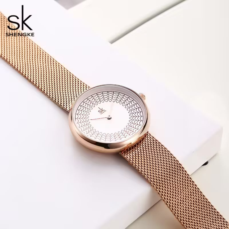 ساعة SK Mesh المصنوعة من الفولاذ المقاوم للصدأ للنساء (K0126)