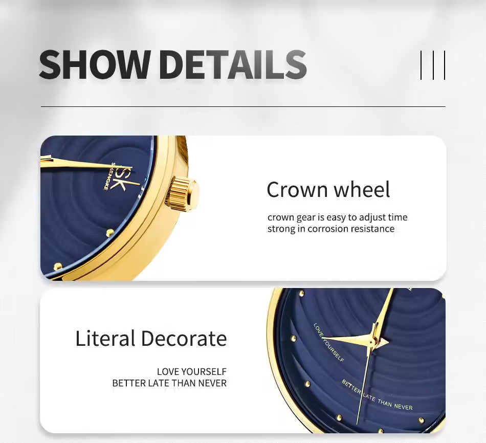 ساعة SK Mesh المصنوعة من الفولاذ المقاوم للصدأ للنساء (K0138)