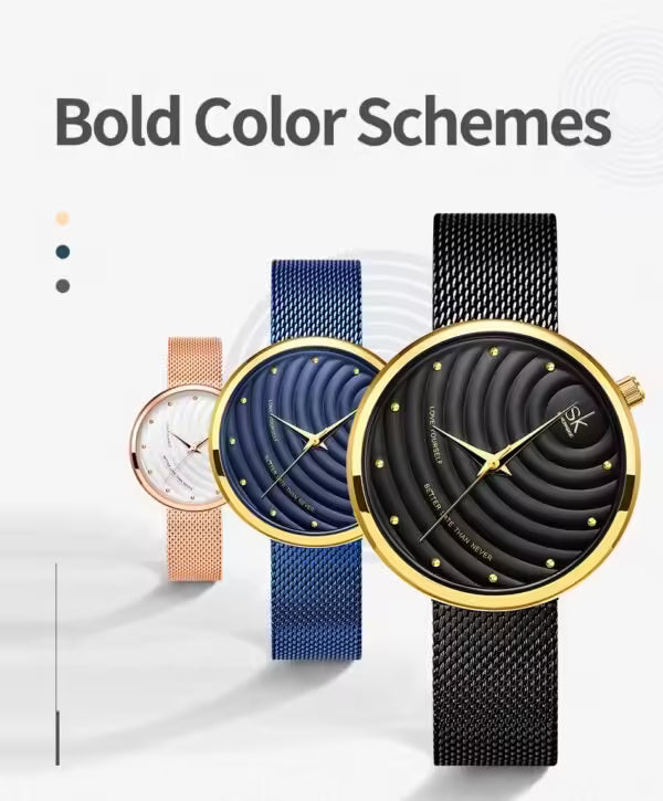 ساعة SK Mesh المصنوعة من الفولاذ المقاوم للصدأ للنساء (K0138)