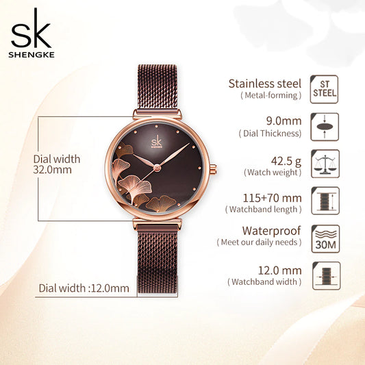 SK Mesh Stainless Steel Women Watch (K0139)