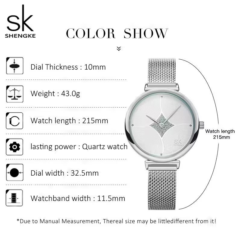 ساعة SK Mesh المصنوعة من الفولاذ المقاوم للصدأ للنساء (K0143)