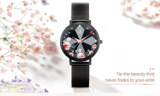 SK Mesh Stainless Steel Women Watch (K0157)