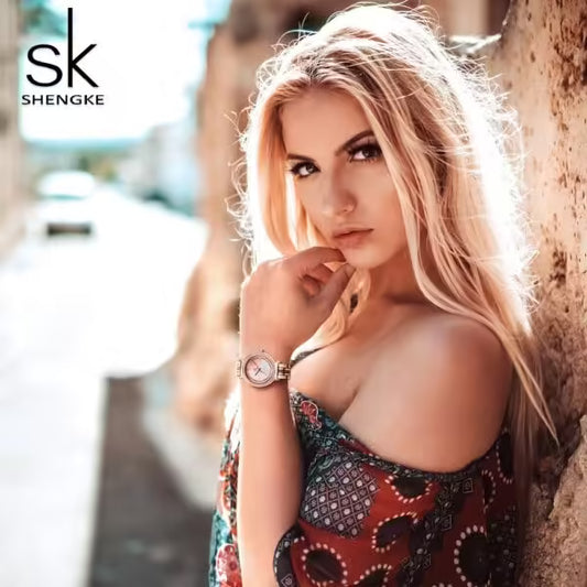 ساعة SK النسائية المصنوعة من الفولاذ المقاوم للصدأ (K0097)