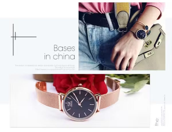 Montre SK pour femme, modèle simple en acier inoxydable (SK0006)