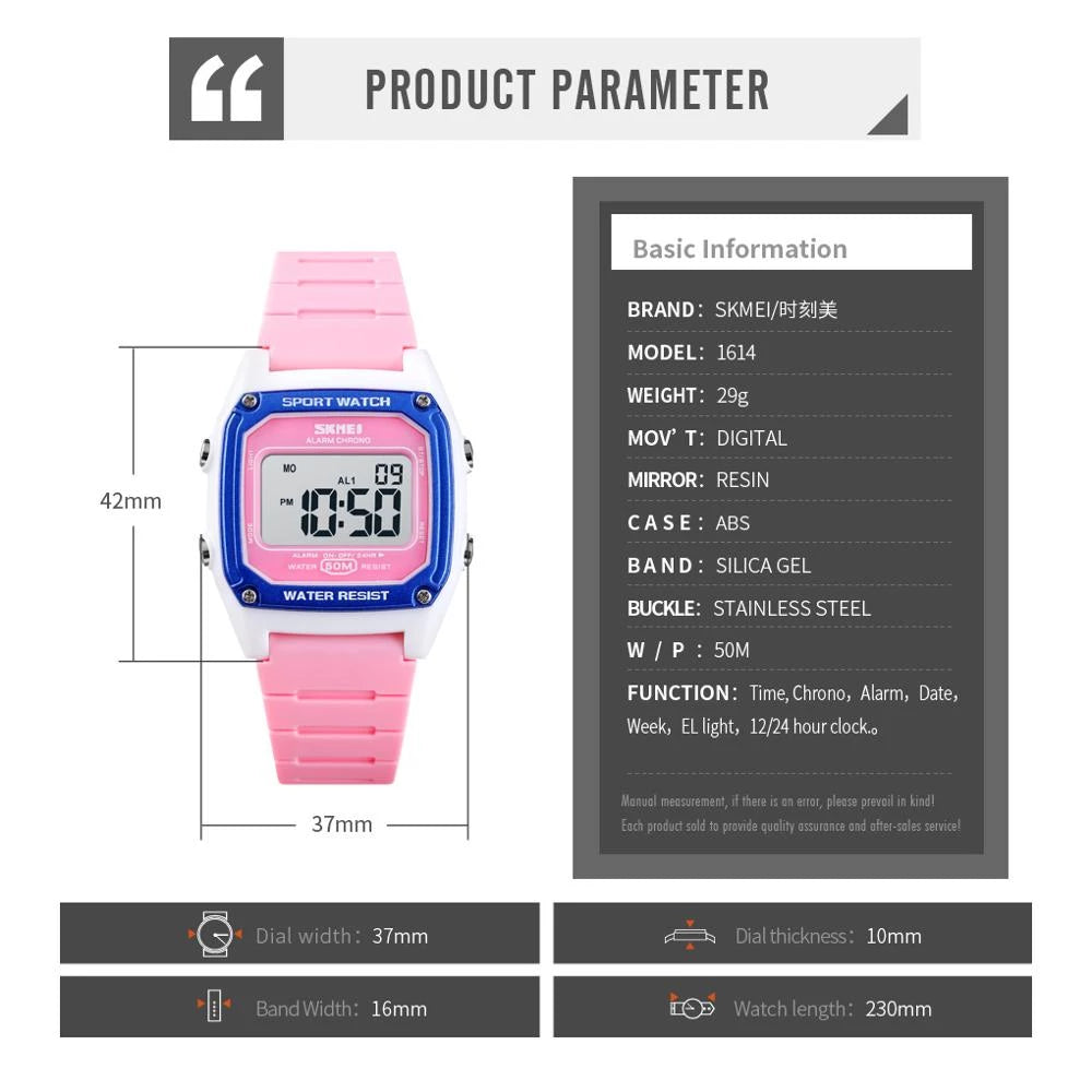 Montre numérique pour enfants SKMEI avec bracelet en silicone (1614)