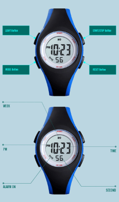 Montre numérique pour enfants SKMEI avec bracelet en silicone (1459)