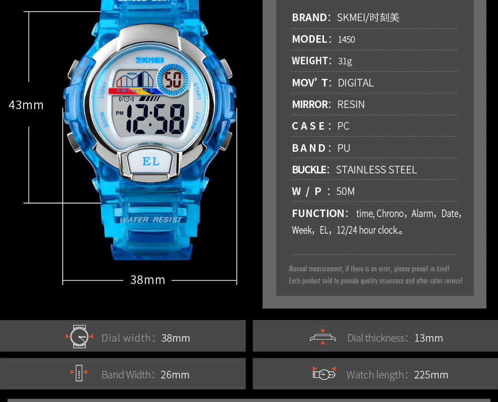 Montre numérique pour enfants SKMEI avec bracelet en silicone (1450)
