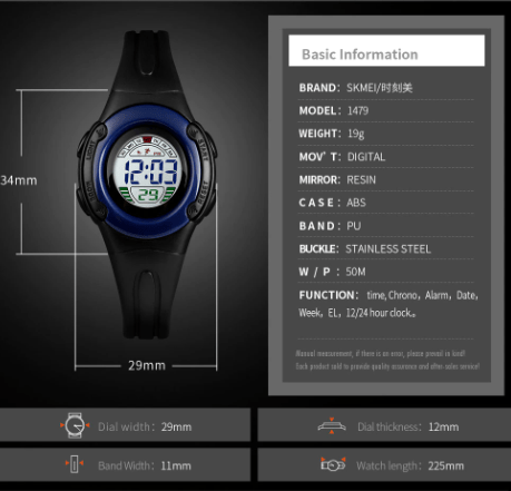 Montre numérique pour enfants SKMEI avec bracelet en silicone (1479)