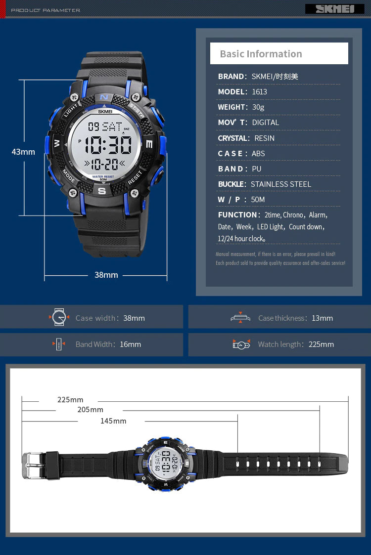 Montre numérique pour enfants SKMEI avec bracelet en silicone (1613)